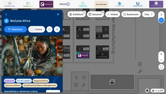 Perfil de expositor premium con descripción, vídeo y galería de fotos