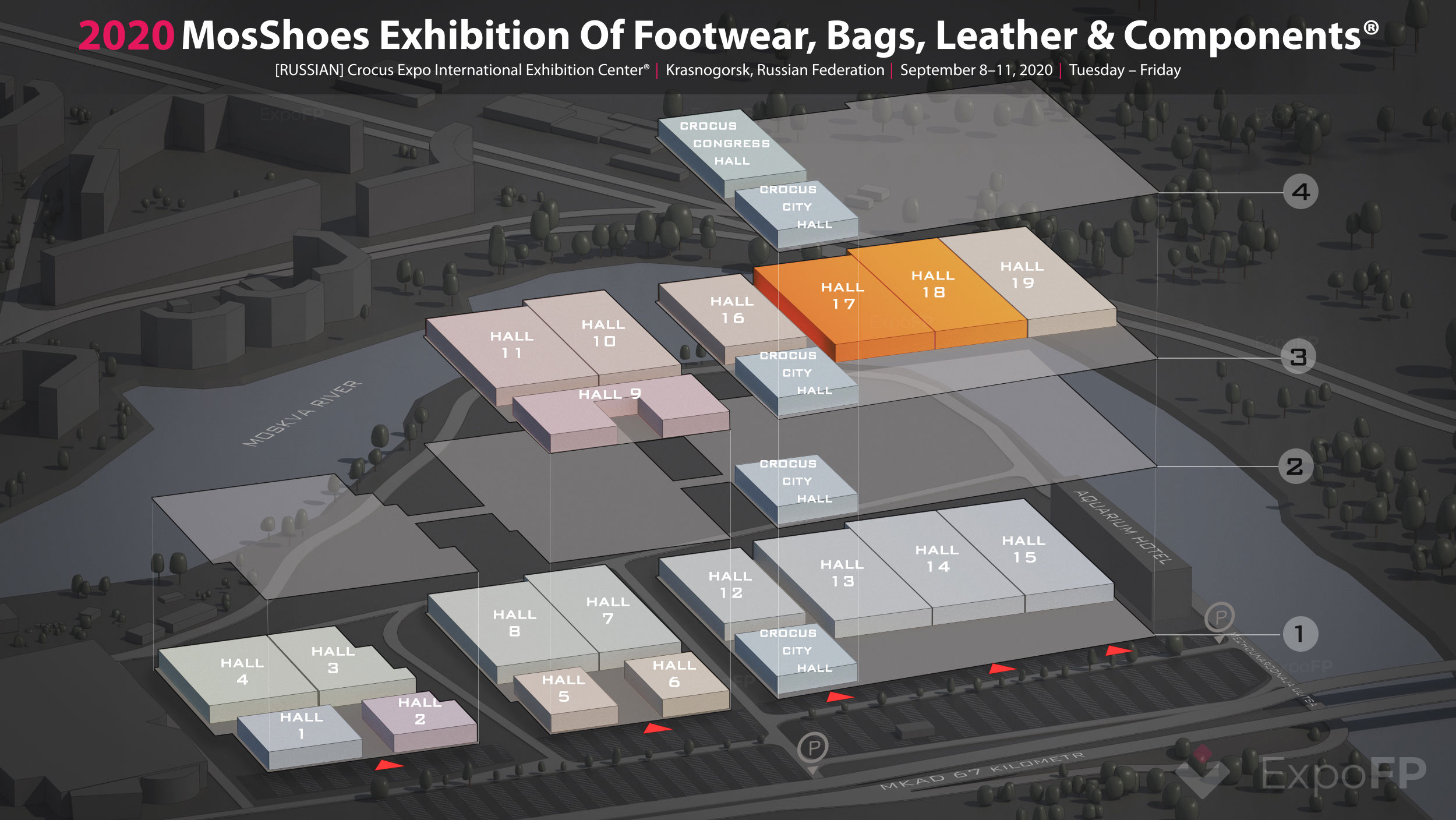  3D-план выставки обуви, сумок, кожи и комплектующих MosShoes 2020 